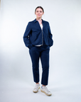 Giacca zip cotone collo camicia