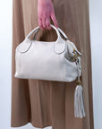 Borsa bauletto in pelle a mano con tracolla