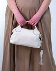 Borsa bauletto in pelle a mano con tracolla