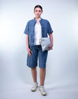Giacca camicia m/c con scollo alla coreana