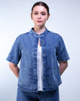 Giacca camicia m/c con scollo alla coreana