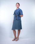 Giacca camicia m/c con scollo alla coreana