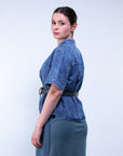 Giacca camicia m/c con scollo alla coreana