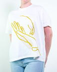 T-Shirt m/c bianca con stampa in rilievo