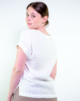 T-shirt con scollo a V in viscosa e lyocell