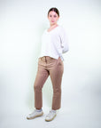 Maglia con scollo a V misto cotone lino