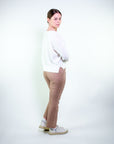Maglia con scollo a V misto cotone lino