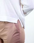 Maglia con scollo a V misto cotone lino