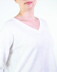Maglia con scollo a V misto cotone lino