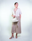 Borsa bauletto in pelle a mano con tracolla