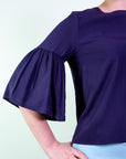 Blusa in viscosa con maniche a palloncino