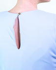 Abito midi m/c con drappeggio e nastro