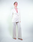 Blazer doppiopetto con inserti in raso