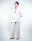 Blazer doppiopetto con inserti in raso