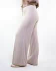Pantalone largo con coulisse tessuto effetto spugna corda