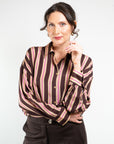 CAMICIA RIGATA CON CRAVATTINO 100% VISCOSA