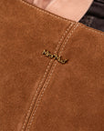 BORSA SCAMOSCIATA A TRACOLLA CON FRANGE E BORCHIE