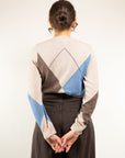 PULL OVER ROMBI SCOLLO V IN MISTO CASHMERE