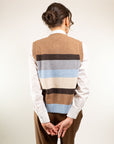 GILET IN LANA A RIGHE CON BOTTONI