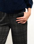 PANTALONE CON ELASTICO GAMBA LARGA IN CHECK