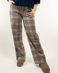 PANTALONE CON ELASTICO GAMBA LARGA IN CHECK