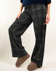 PANTALONI CON ELASTICO A GAMBA LARGA IN VELLUTO A COSTE