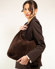 BORSA IN CAMOSCIO CON CHIUSURA A ZIP