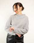 Maglia coste inglese scollo a cratere in misto lana e cashmere