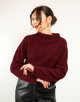 Maglia coste inglese scollo a cratere in misto lana e cashmere
