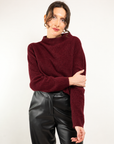 Maglia coste inglese scollo a cratere in misto lana e cashmere