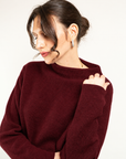 Maglia coste inglese scollo a cratere in misto lana e cashmere