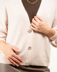 CARDIGAN MISTO LANA BOTTONE GIOIELLO