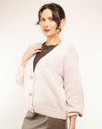 CARDIGAN MISTO LANA BOTTONE GIOIELLO