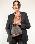 BORSA MORBIDA DI STRASS CON MANICO RIGIDO