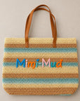 Borsa maxi in fantasia con zip e ricamo centrale