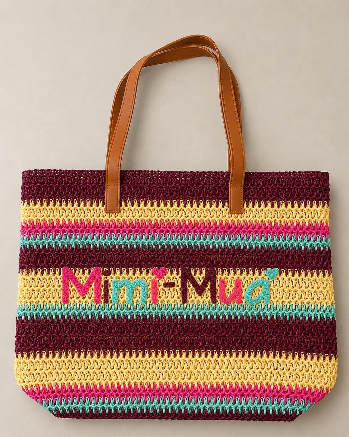 Borsa maxi in fantasia con zip e ricamo centrale