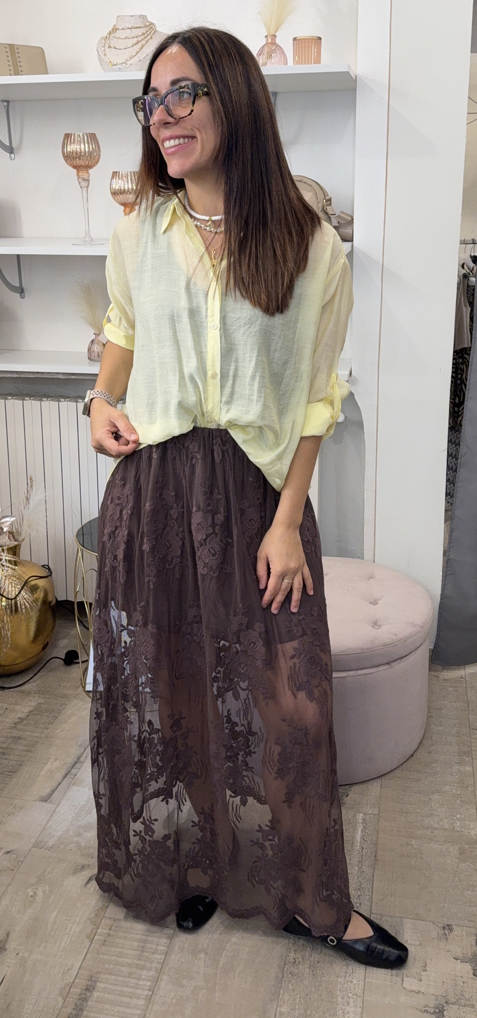 Gonnellone con elastico in Macrame
