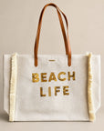 Maxi borsa con zip paillettes e dettaglio frange