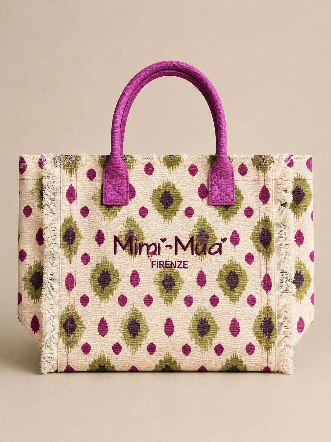 Maxi borsa con frange colore fantasia