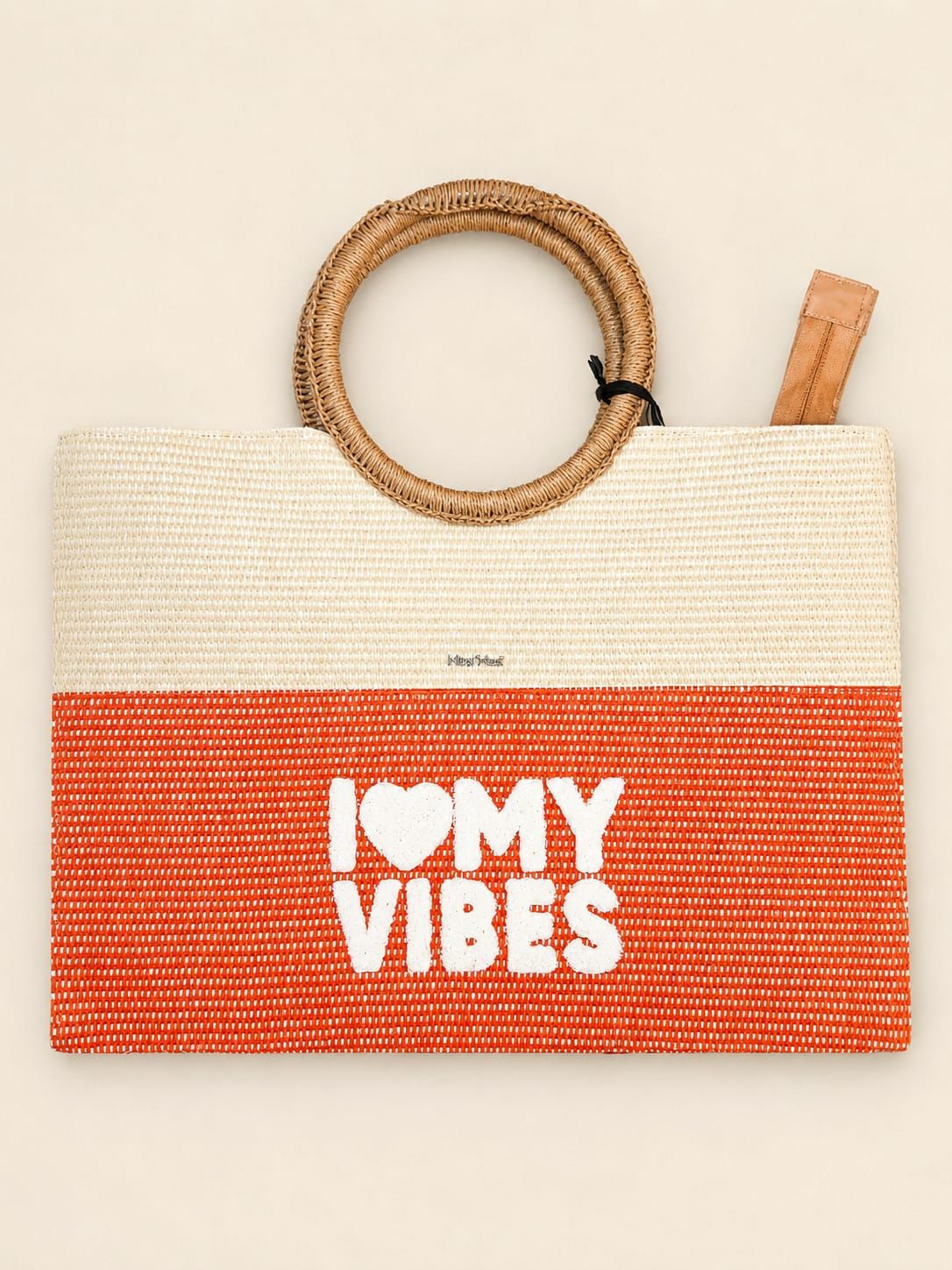 Maxi borsa con anello e ricamo i love my vibes