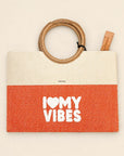 Maxi borsa con anello e ricamo i love my vibes
