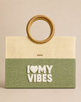 Maxi borsa con anello e ricamo i love my vibes