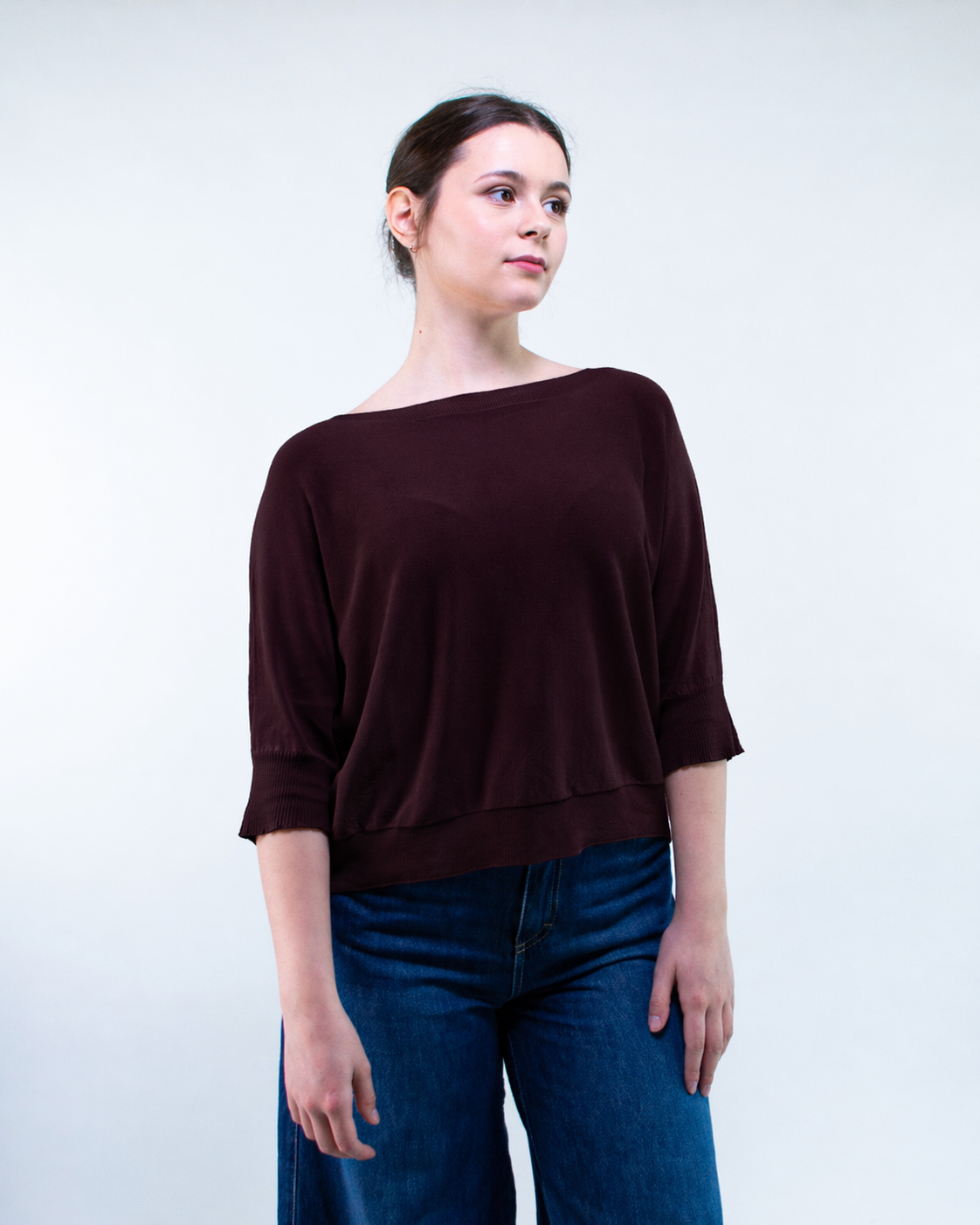 MAGLIA ¾ V VISCOSA SCATOLETTA COLLO BARCHETTA