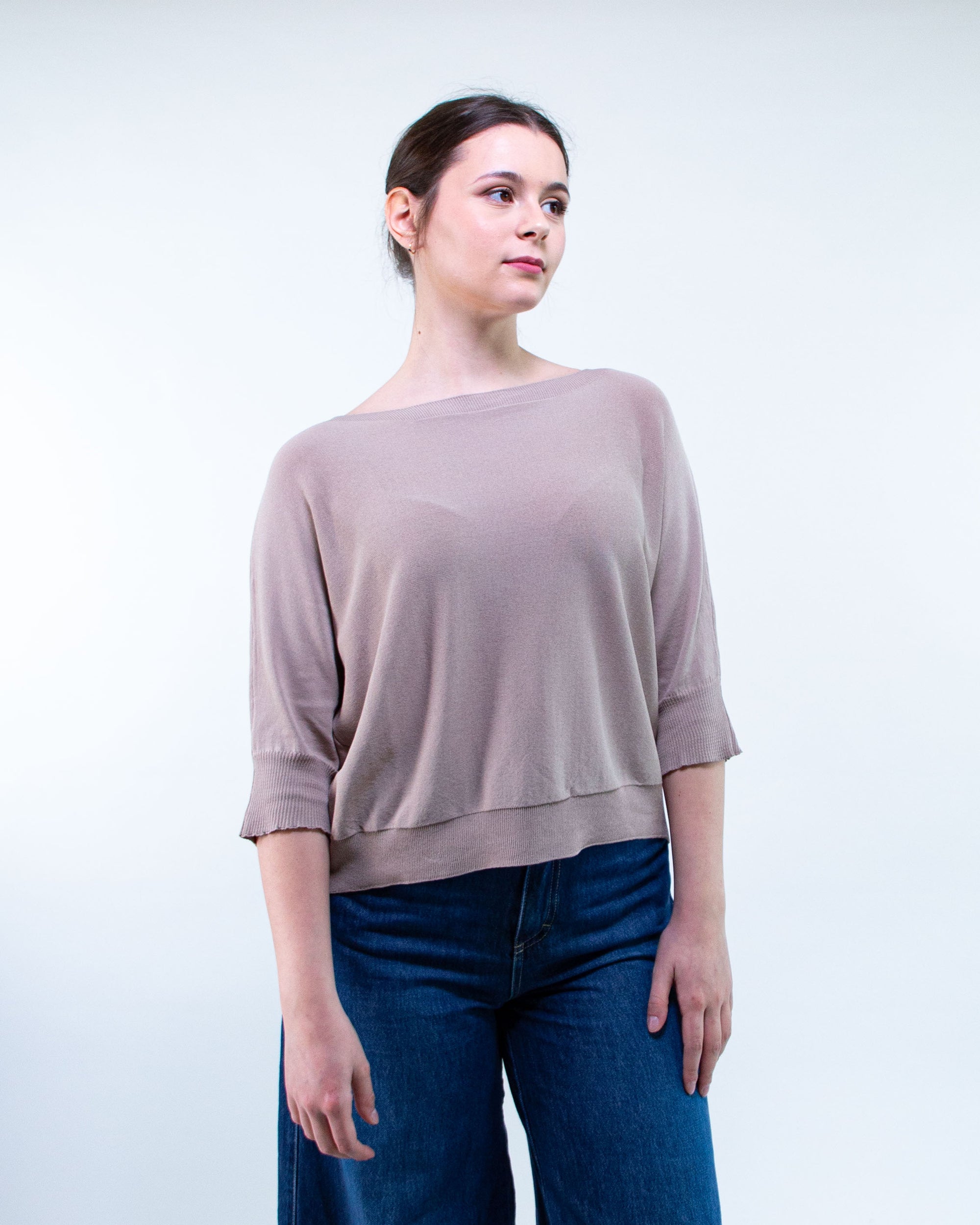 MAGLIA ¾ V VISCOSA SCATOLETTA COLLO BARCHETTA