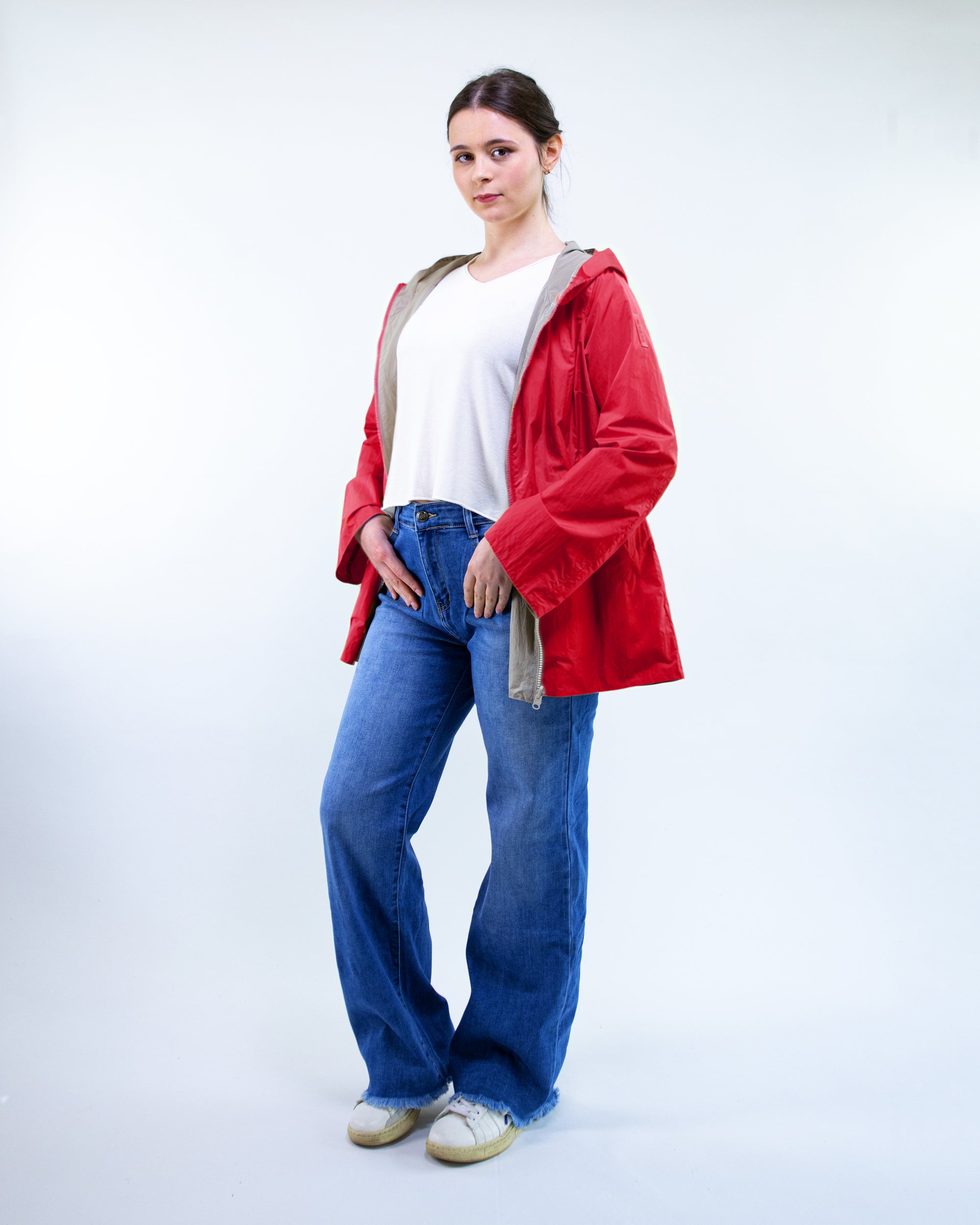 K-Way antipioggia antivento con cappuccio reversibile