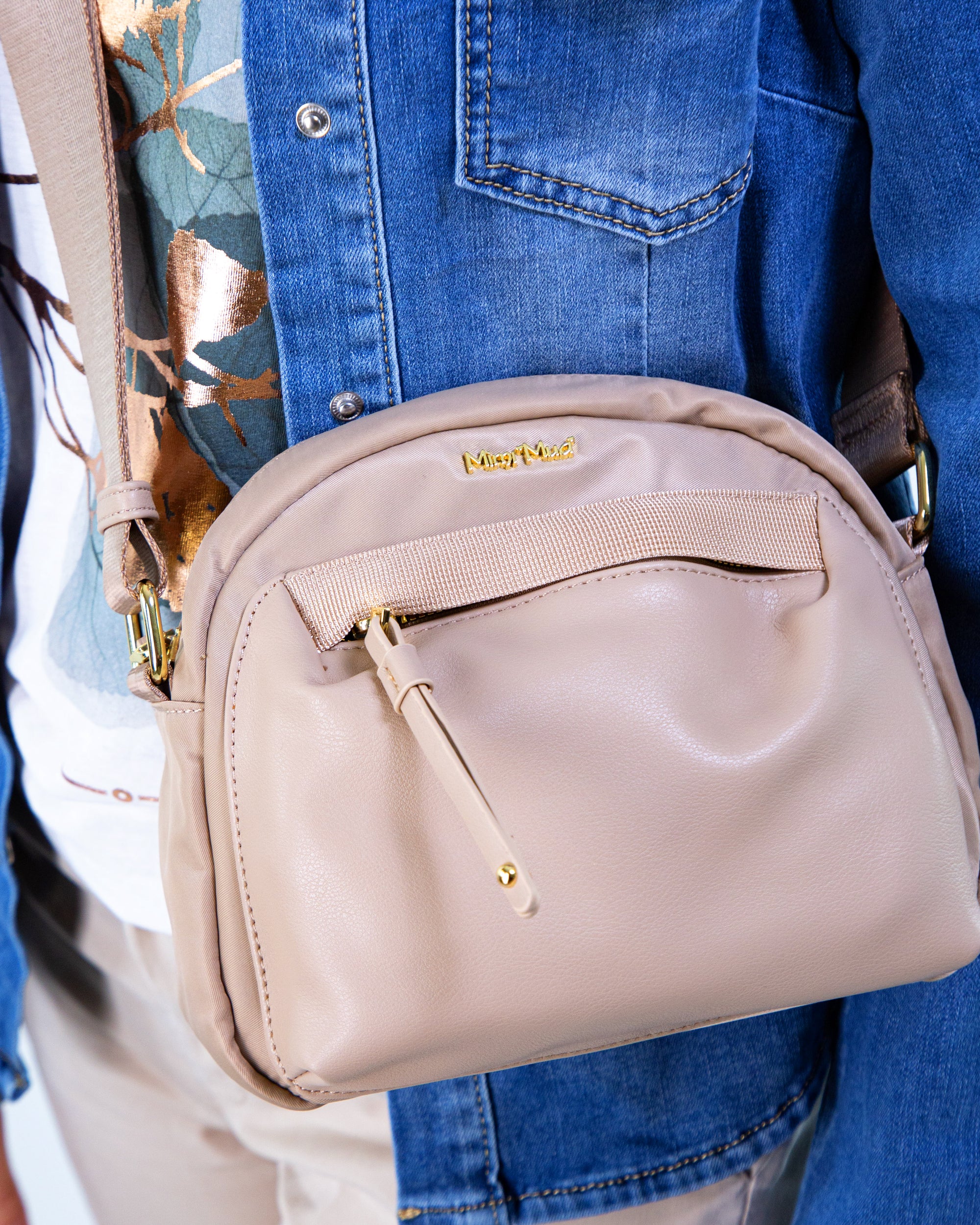 Borsa piccola a tracolla tessuto misto nylon