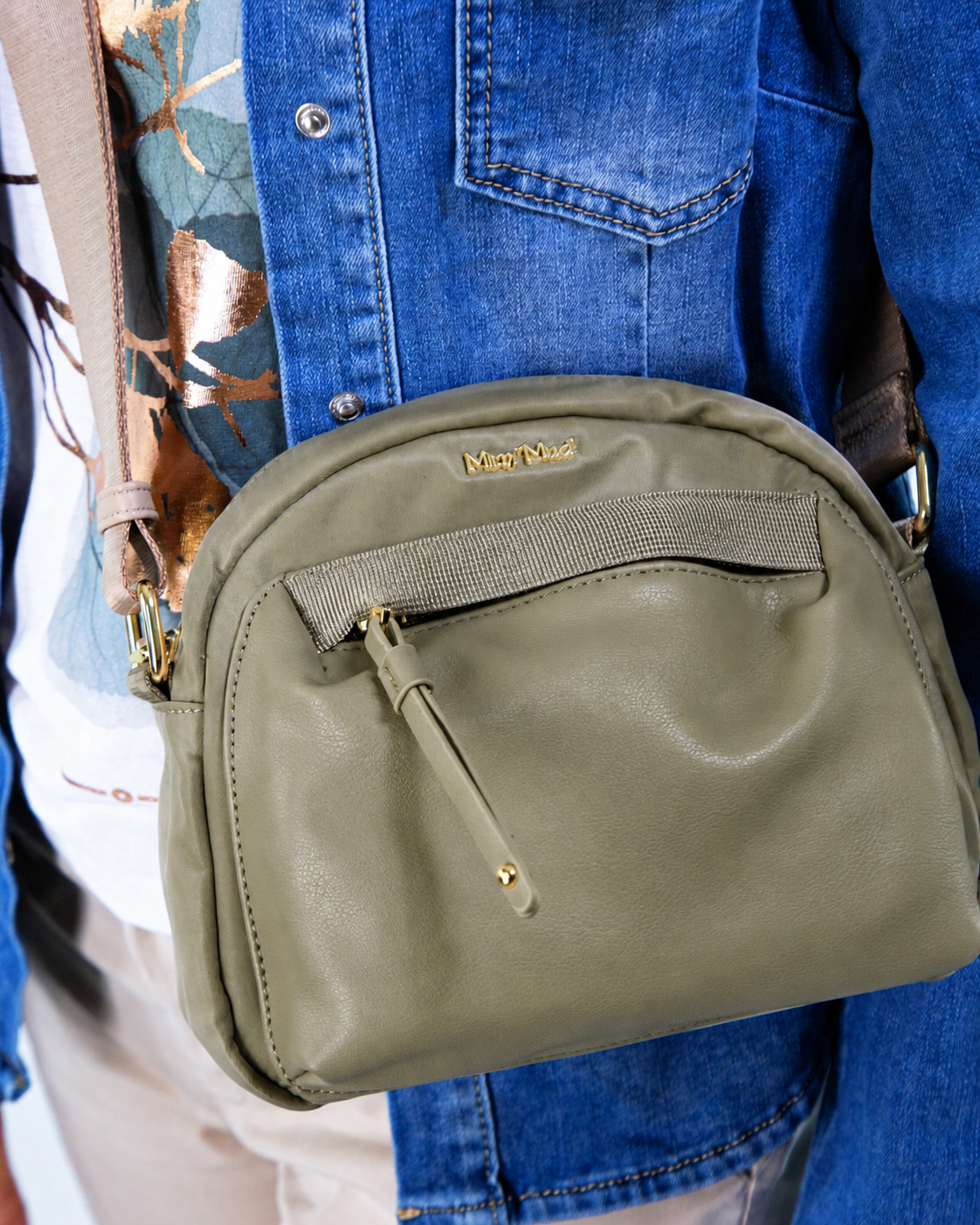 Borsa piccola a tracolla tessuto misto nylon