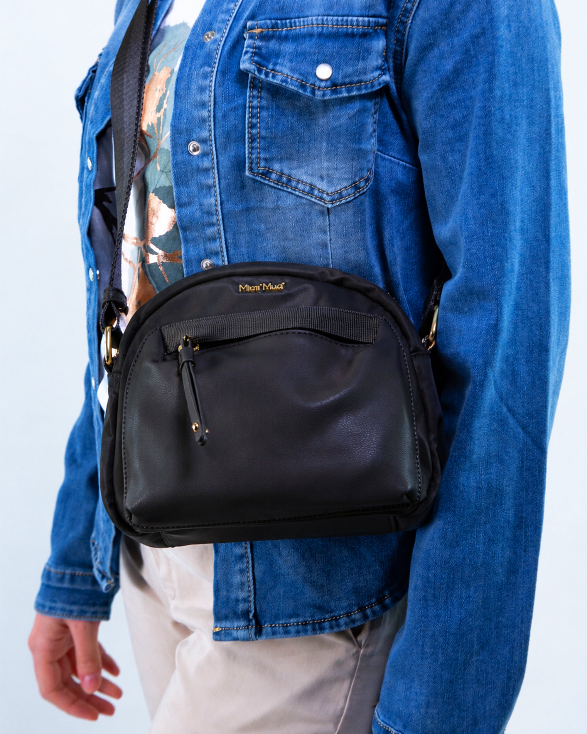 Borsa piccola a tracolla tessuto misto nylon
