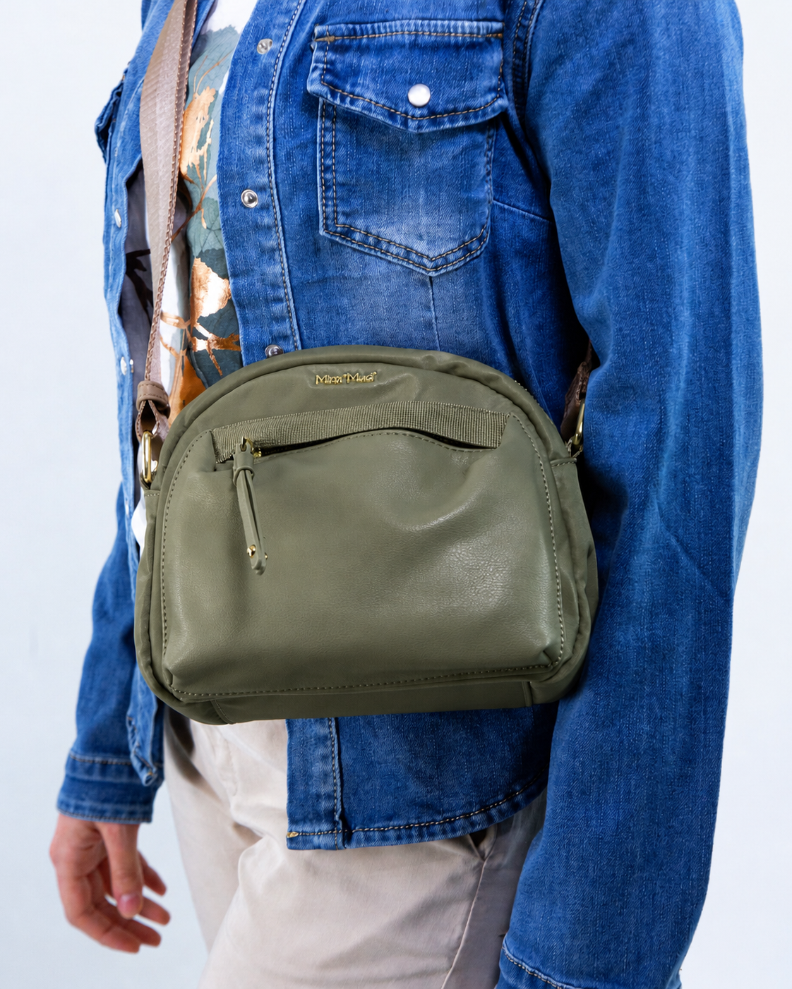 Borsa piccola a tracolla tessuto misto nylon