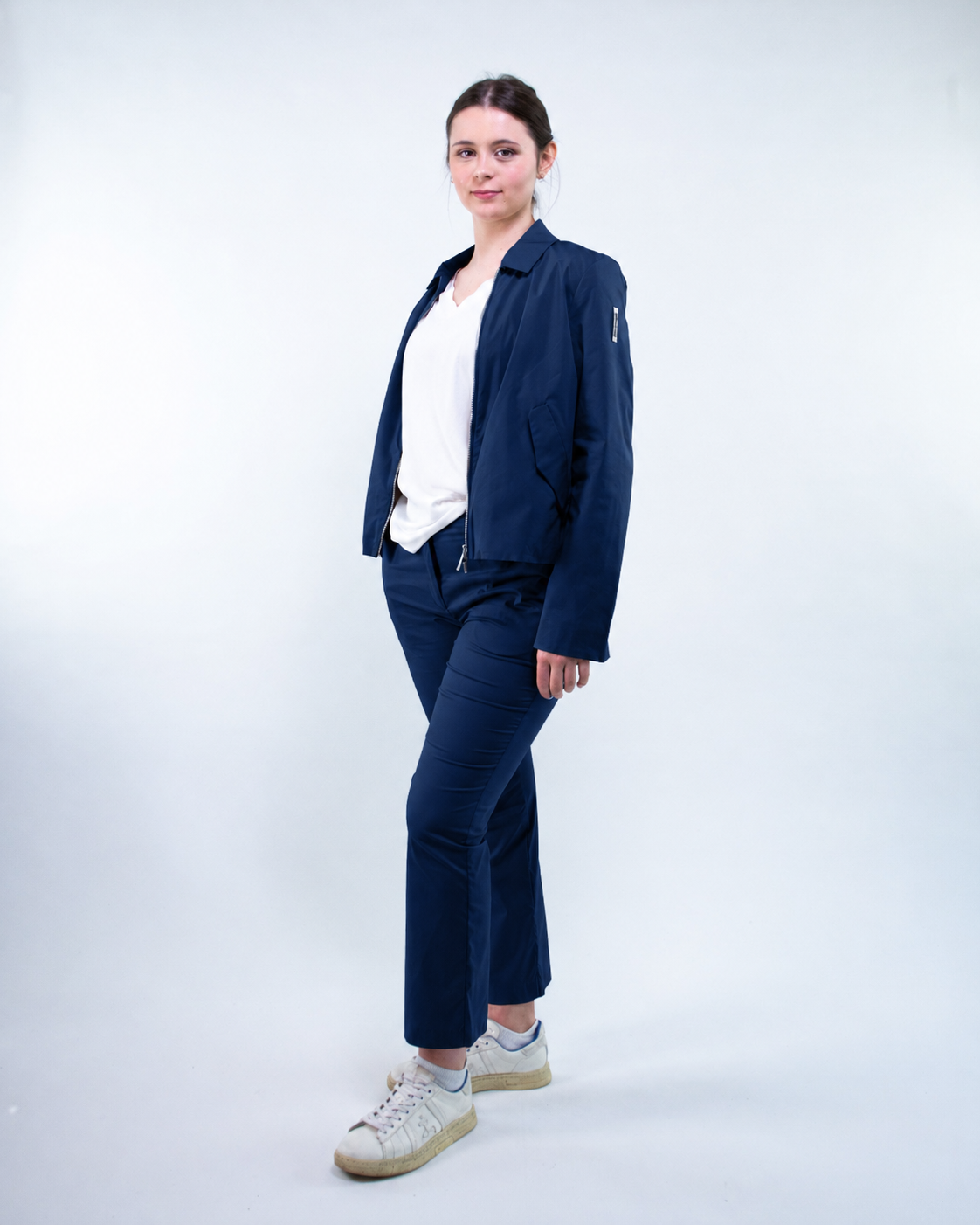 Giacca zip cotone collo camicia